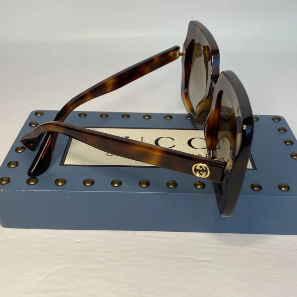 New - Gucci Oversized Square Havana Brown GG0328s 002 Sunglasses